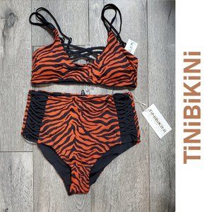 TiNiBiKiNi Tiger Print High Waist Bikini Set